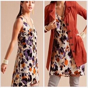 Cabi Radiant Velvet Burnout Slip Dress Women’s Small Style# 3514 Orange Purple